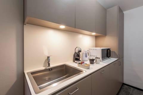 Family Apartment, 3 Bedrooms, City View | Private kitchen | Fridge, microwave, oven, stovetop