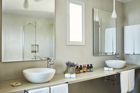 Experience Suite | Bathroom | Shower, designer toiletries, hair dryer, bathrobes