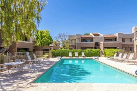 Relax with a warm swim in the heated shared pool.