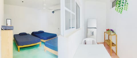 Desk, laptop workspace, free WiFi, bed sheets