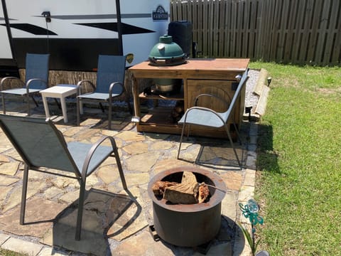 Outside grill and fire-pit area