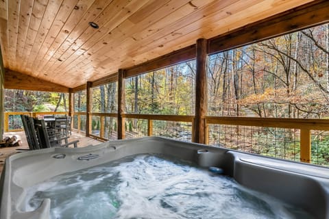Hot tub overlooking the creek