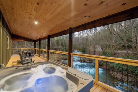 Hot tub overlooking the creek