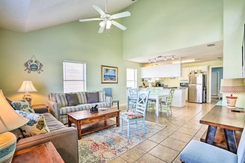 Spacious living room with a sleeper sofa and smart TV