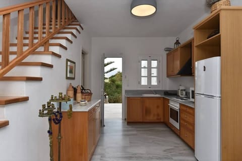 Family Apartment, Sea View, Beachfront | Private kitchen | Full-size fridge, microwave, oven, stovetop