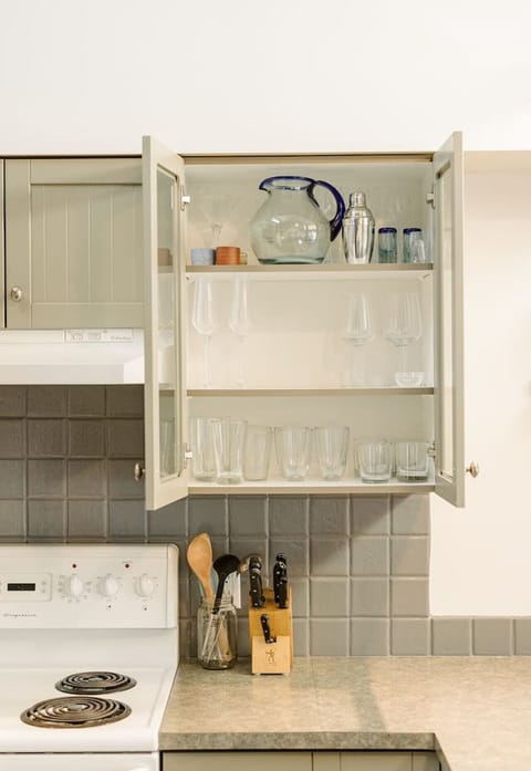 The kitchen is well stocked with everything you will need for cooking.