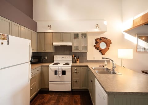 Outfitted with a full sized kitchen and appliances you will have all you need to cook in the condo if desired.