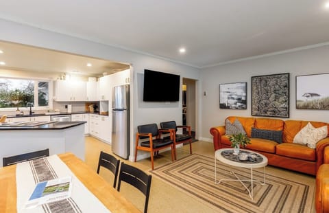 Open concept kitchen, dining, living all in one.