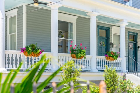 Enjoy the garden from our large front porch.
