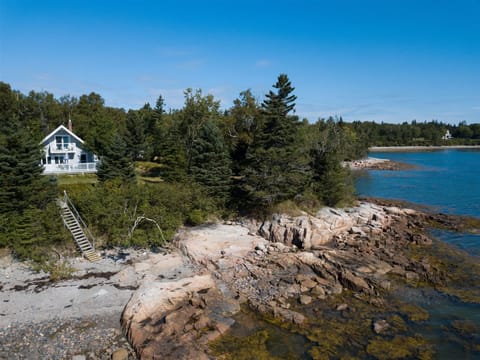 Aerial view of beach access and stairs
