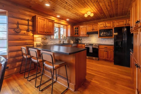 Bar seating in the kitchen