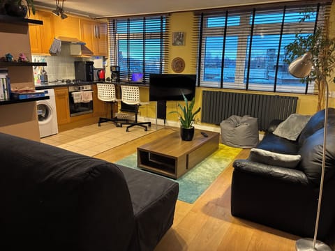 kitchen and open plan living room
