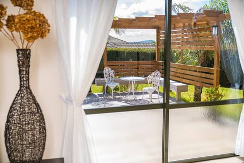 Beautiful garden view from the living room.