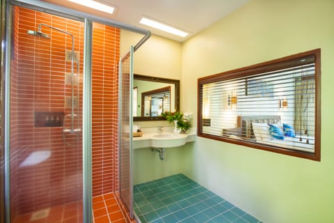 Shower, free toiletries, towels