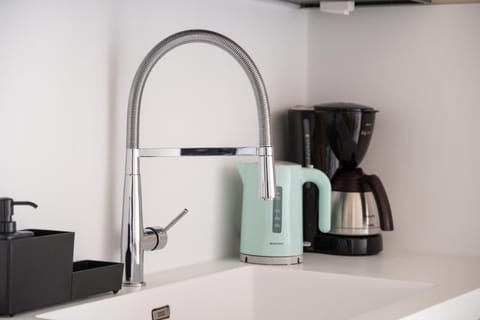 Family Apartment, Balcony, City View | Private kitchen | Espresso maker, electric kettle, toaster