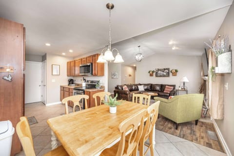 Gather for meals together at the dining table, seating 6