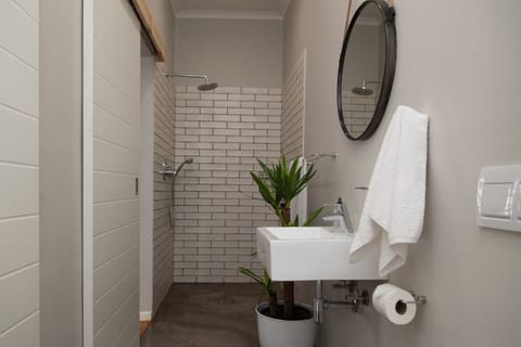 Basic Studio, 1 King Bed, Refrigerator & Microwave | Bathroom | Shower, free toiletries, hair dryer, towels