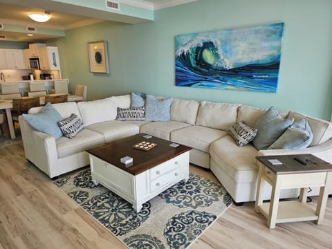 Nice sectional for ample seating in living room.