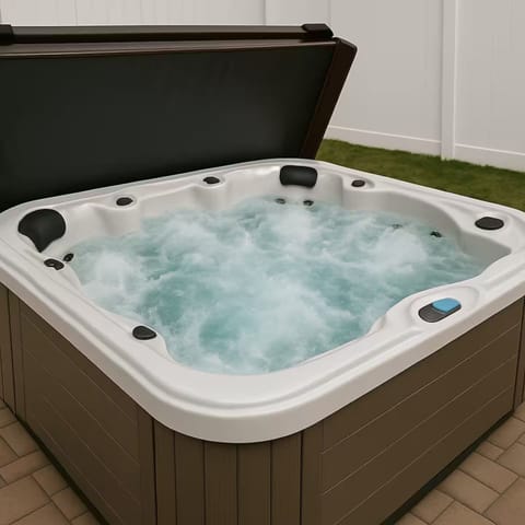 Our hot tub is verything you need for a relaxing stay!