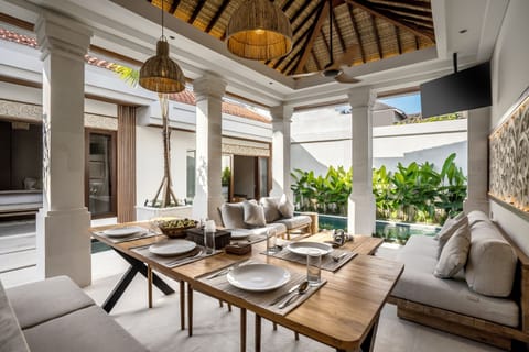 Luxury Villa, Patio, Pool View | Living area