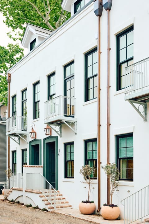 Private entrance in a newly built home with historical charm and features.