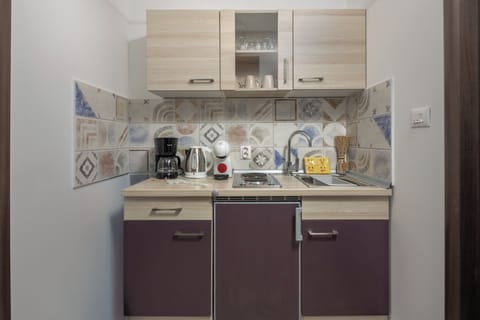 Fridge, oven, stovetop, coffee/tea maker