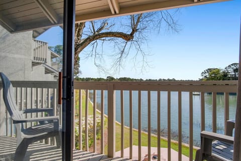 Private balcony overlooking Braddock Cove in Sea Pines