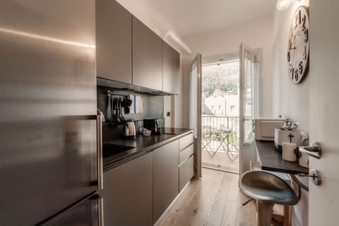 Apartment | Private kitchen | Full-size fridge, microwave, oven, stovetop