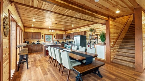 Stairs lead up to bedrooms