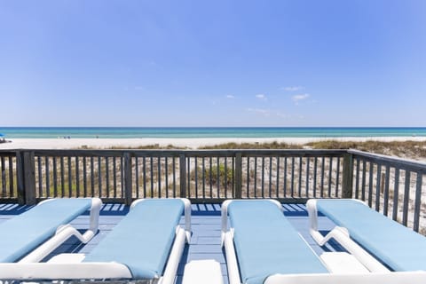 Soak up the sun on your private deck with stunning beach views. Four loungers await your perfect morning coffee or sunset cocktail.