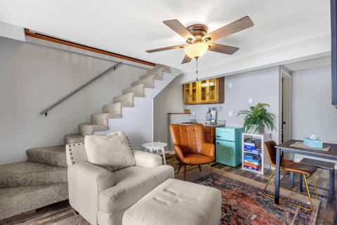 Enjoy a movie night at home in the lower-level den