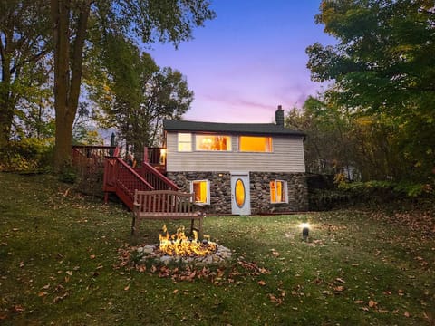 Front of the cabin, overlooking Lake Bernice 