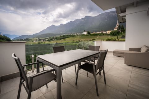 South-facing terrace with a mountain view