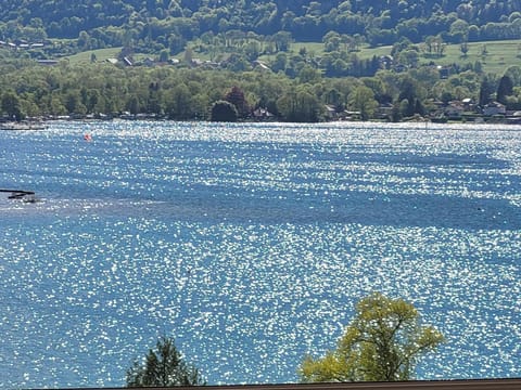 View from Bedroom 4 - the lake scintillates under the Sun