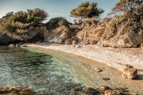 On the beach, snorkeling, windsurfing, sailing
