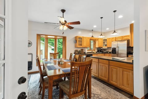 Dining room comfortably seats 6. More seating in the connected porch.