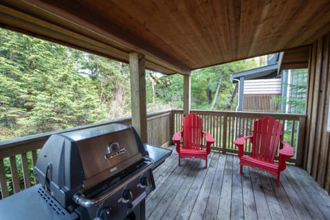 Outdoor covered deck with BBQ