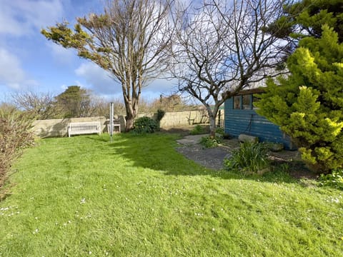 Rear garden at Treaaron Holiday home, St Merryn, Near Padstow, North Cornwall