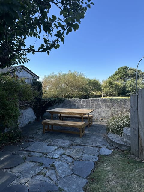 new patio table at Treaaron Holiday home, St Merryn, Near Padstow, North Cornwall