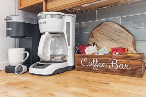 Convenient coffee bar: Keurig, drip, essentials.
