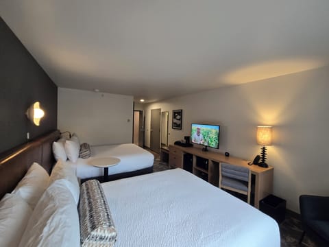 Deluxe Studio, 2 Queen Beds, City View | Egyptian cotton sheets, premium bedding, pillowtop beds, desk