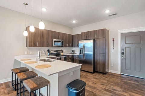 Deluxe Apartment, 1 Bedroom, Non Smoking | Private kitchen | Fridge, microwave, oven, stovetop