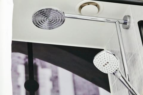 Eco-friendly toiletries, hair dryer, towels