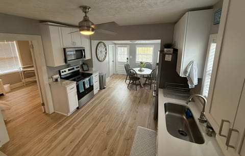 Kitchen flows into eating area