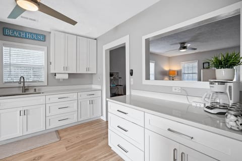 Kitchen flows into eating area