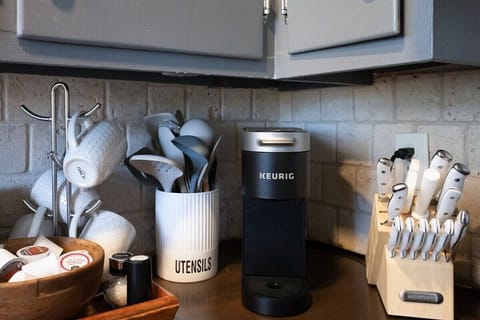 The fully stocked kitchen at Portside Haven has everything you need to whip up delicious meals with ease!