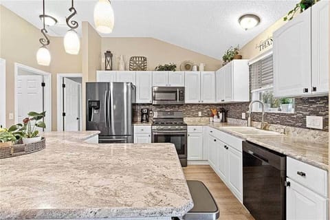 Plenty of kitchen space for meal preparation. 