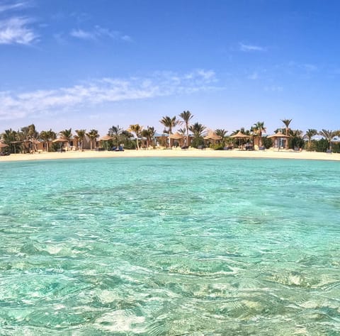 Private beach, white sand, sun loungers, beach massages