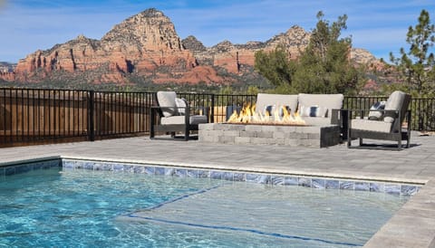 Massive red rock views from the pool deck and firepit. Wow