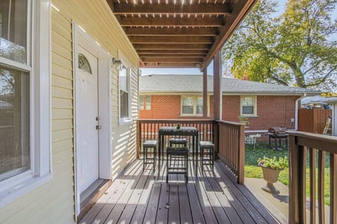 Inviting outdoor dining area, ideal for morning coffee or casual meals outside.